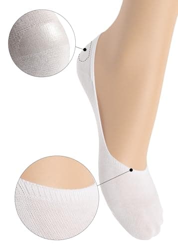alber's - 5 Paires - Protège Pieds Femme, Chaussettes Basses Invisibles, Socquettes Courtes en Coton avec Silicone Antidérapant | Beige | 36-38