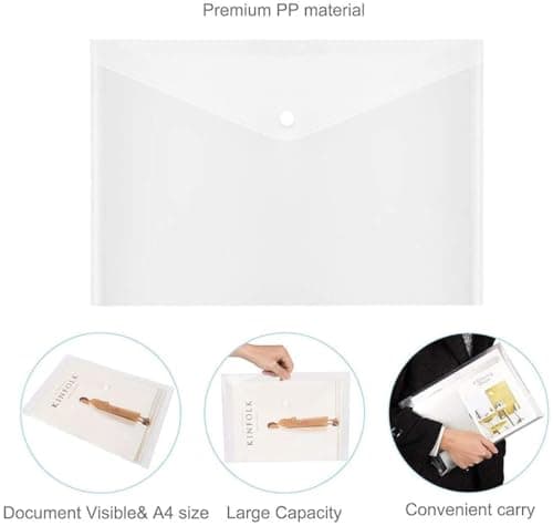 ASelected Lot de 40 Pochette Plastique Document A4, Pochettes Classeur en Plastique A4 Transparente, Porte Document, Chemise Plastiques Transparents - 235×320MM