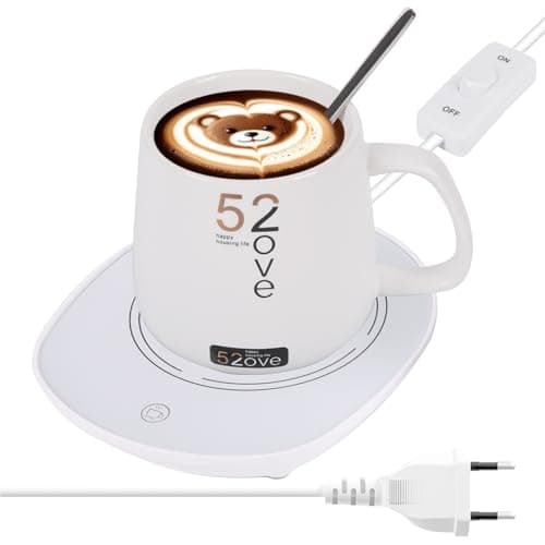 Chauffe Tasse Bureau avec Inductance Gravitationnelle pour Arrêt Automatique, Maintien Thé Lait Café au Chaud en Cuisine et Maison (avec Tasses)
