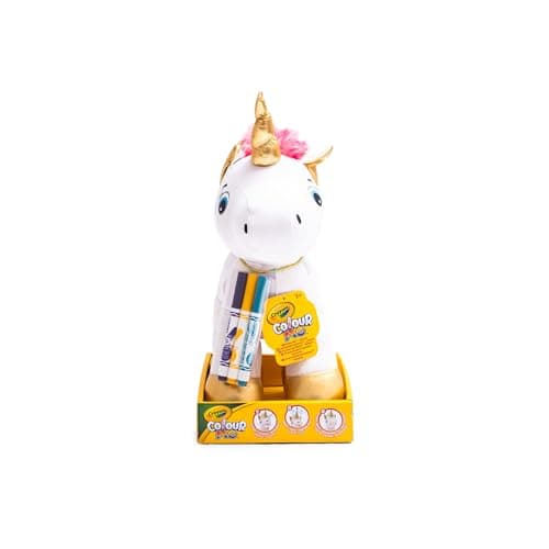 CRAYOLA - Colour Me Plush, Peluche à colorier avec 3 feutres, Sujet Licorne, activité créative et Cadeau pour Enfants, à partir de 3 Ans, 4026316
