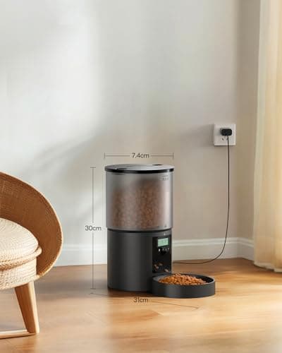 Distributeur Croquettes Chat Automatique: Gamelle pour Chiens avec Minuterie Programmable - 1-6 Repas par Jour avec Appuyez sur Le Couvercle et Fonction D'Enregistrement 10s - 4L Noir