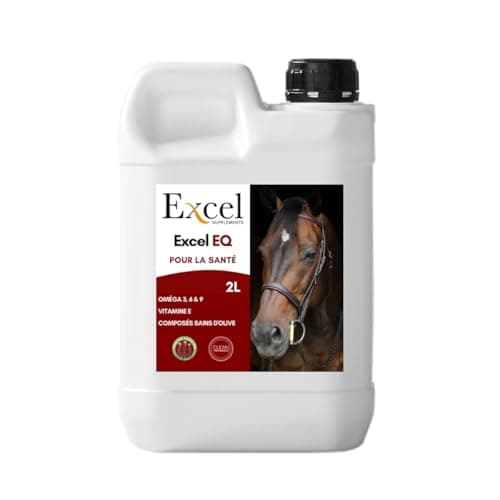 Excel Supplements Europe - 2L Excel EQ Huile Alimentaire pour Chevaux - Complément Alimentaire Équin - Huile de Cameline Omega 3 Anti-inflammatoire pour Une Brilliance Naturelle