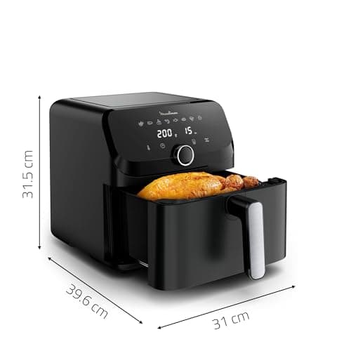 Moulinex Friteuse à air, Très grande capacité de 7.5L, 8programmes prédéfinis, Format compact, Easy Fry Mega, EZ8558F0, Noir
