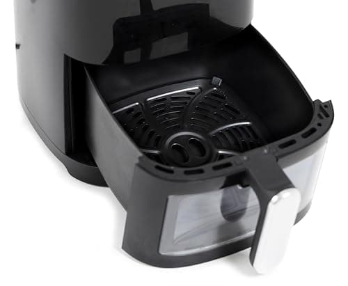 Melchioni Family | Friteuse à Air EMMA, Capacité 5 litres, Écran Tactile et Minuteur, Fenêtre Transparente, Air Fryer Sans Huile avec 8 Programmes, 80-200°, 1300 W, Couleur Noir