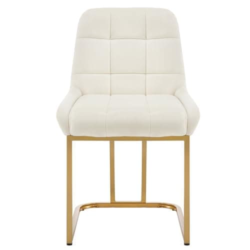 WOLTU Chaise Salle à Manger, Lot de 4, Chaise Cuisine en Velours, Chaise Salon, Chaise Coiffeuse Rembourrée, avec Dossier, Structure Métallique en Forme d'arc EZS32cm-4 Crème