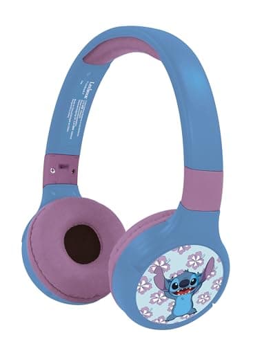 Lexibook - Disney Stitch - Casque Audio 2-en-1 Bluetooth & Filaire avec Micro et Bouton de contrôle, Pliable et Ajustable, Batterie Rechargeable Longue durée - HPBT010D