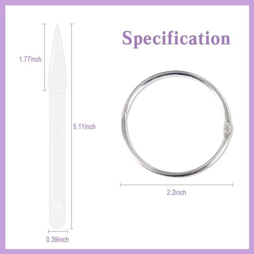 Laza 100 bâtonnets d'échantillons d'ongles transparents avec anneau et autocollants numérotés Nail Art Polish Color Display Practice Tips Transparent Sample Sticks Tester Nail Supplies - Stiletto