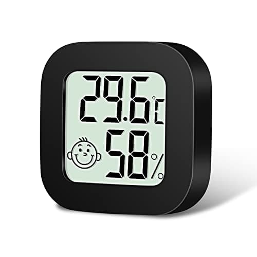flintronic Thermomètre Hygrometre Intérieur, Mini Thermomètre Hygromètre Digital à Haute Précision, Moniteur de Température et Humidimètre Indicateur du Niveau de Confort pour Maison,Bureau-Noir