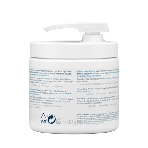 CeraVe - Baume Hydratant - Nourrit, Hydrate et Aide à Restaurer la Barrière Cutanée - Visage & Corps - Acide Hyaluronique + 3 Céramides Essentiels - Sans Parfum - Peau Sèche à Très Sèche - 454 ml