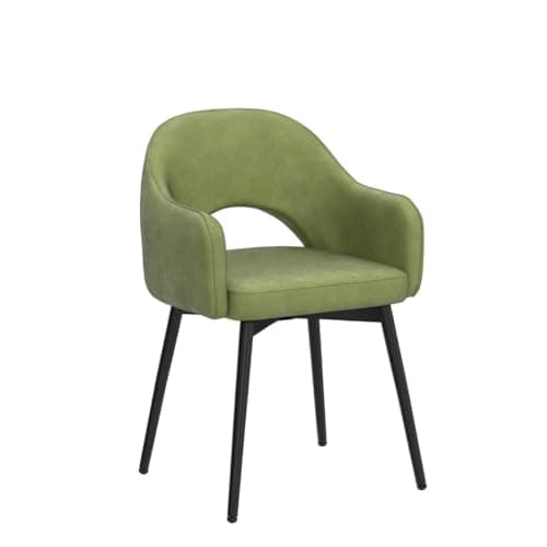 Wahson Chaise Salle a Manger en Velours, Lot de 2 Chaises avec Coussin Pivotant, Chaise de Salon Pied Métal Fauteuil pour Cuisine et Maison, Vert