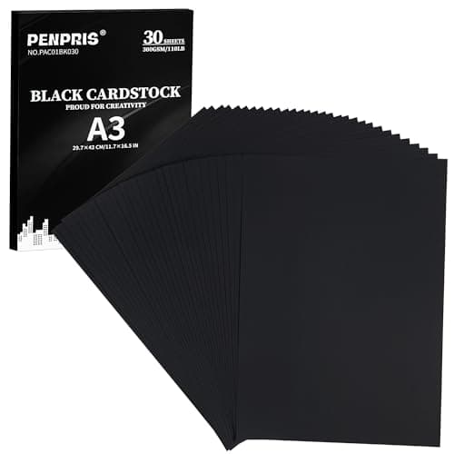 A3 300gsm Noir Papier Cartonné 30 Feuilles - Papier cartonné couverture papier cartonné papier épais papier épais pour la fabrication de cartes bricolage, Invitations, cartes postales PAC01BK030
