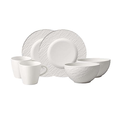 Villeroy & Boch - Manufacture Ensemble Pour Le Petit-Déjeuner, 6 P., Ensemble De Vaisselle Pour 2 Personnes, Porcelaine Premium, Blanc