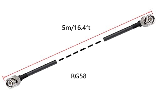 Vecys Câble BNC Mâle à BNC Mâle 50ohm BNC Mâle à Mâle RG58 RF Coaxial Pigtail Jumper Cable 16.4ft/5m pour Antennes RF Ham Radio Handheld