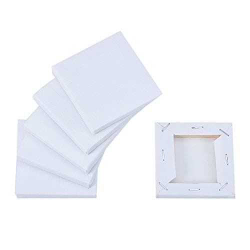 PH PandaHall 12pcs Mini Panneaux de Toile pour Le Dessin d'artisanat de Peinture Tableau de Peinture pour Mini Tableau Blanc, 70x70x10mm