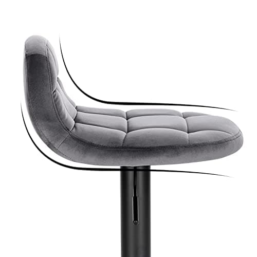 WOLTU Tabouret de Bar en Velours Lot de 2 Tabouret de Comptoir Tabouret Haut Hauteur Réglable Pivotant à 360° Dossier Repose-Pieds Hauteur du Siège 62-83cm Gris Foncé BH317dgr-2
