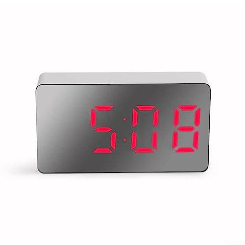 Lioaeust Réveil numérique avec miroir - Horloge de à LED - Réveil électronique numérique portable