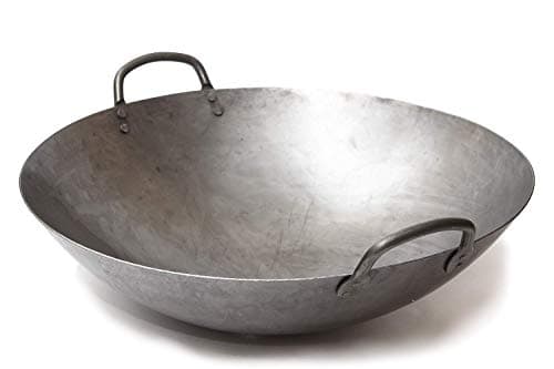 Craft Wok Grand wok lourd de 16 pouces de style canton en acier au carbone martelé à la main (diamètre 40cm, fond rond)/731W87