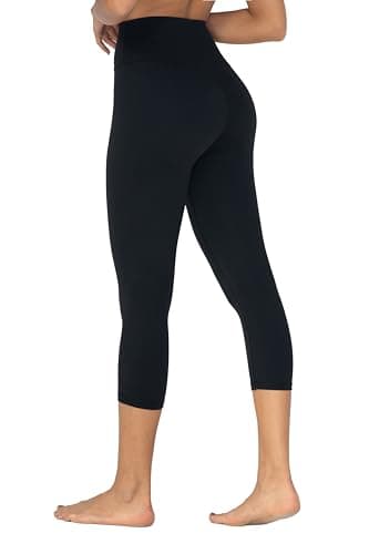Sunzel Sunzfly Capri Leggings pour Femmes,Pantalon de Yoga à Taille Haute Noir,L,19"