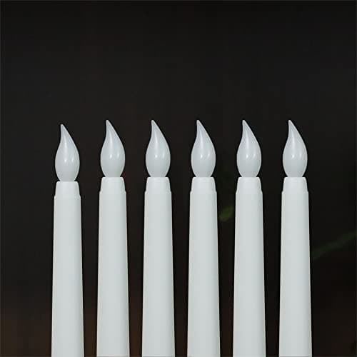 Sequpr Lot de 6 Bougies à LED, Bougies sans Flamme, Bougies à Piles, Bougies Longues LED pour Noël Table Mariage Anniversaire Fête Décoration (Blanc)