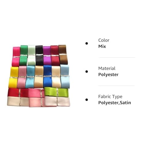 Chenkou Craft Ruban en polyester 18 m x 2,5 cm - 20 couleurs assorties - Mélange de lots