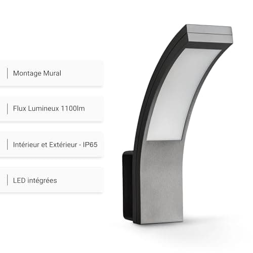 SEBSON LED Luminaire Exterieur Mural - Eclairage Exterieur Anthracite 15W 1100lm 5800K - IP65 Applique Murale - 250x176x65mm