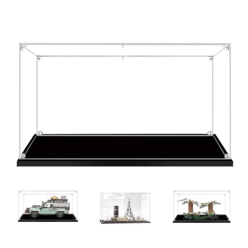 BOOVAX Vitrine pour Lego-10317/21044/75353 - Présentoir Vitrine en Acrylique Transparente pour [Diorama-Poursuite-Speeder-sur-Endor/Defender 90/Paris] - 35x20x25cm