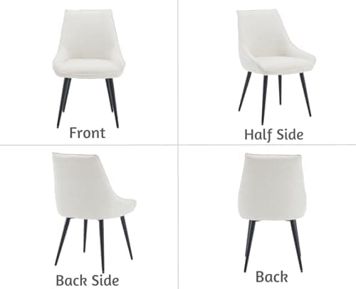 Wahson Lot de 2 Chaises Salle à Manger, Chaises de Salle à Manger en Chenille Chaise de Cuisine Moderne avec Pied en Métal, Chaise Salle a Manger avec Coussin Épais pour Cuisine/Salon, Blanc