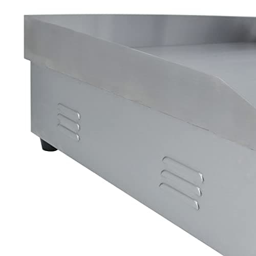 MOOTACO Plancha Électrique Professionnelle Inox 4400W de gril en Fonte 73 * 43cm, Thermostat 50 à 300°C, 2xThermostat, 2 Prises (Entièrement lisse)