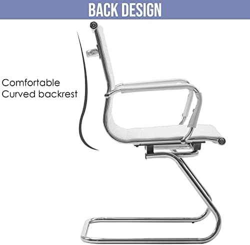 Wahson Chaise de Bureau Reunion, Chaises Réception Cuir Fauteuil de Bureau Ergonomique avec Accoudoirs Chromés, Chaise Visiteur Lot de 2 Gris