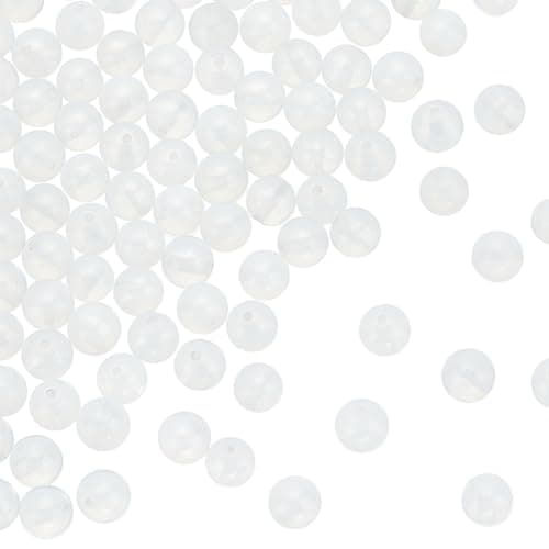 GOMAKERER 189pcs Perles d'Opalite, Perles Boule Lisse Ronde Perle Perle Claire 6mm Perles Transparentes Perles de Pierre de Cristal Perles de Pierre Opale Blanche pour La Fabrication de Bijoux