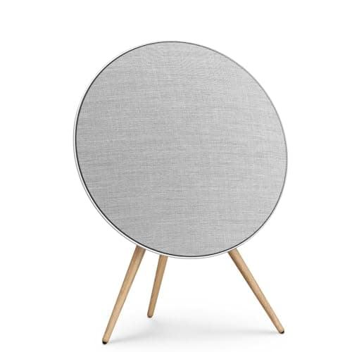 Bang & Olufsen Beosound A9 (5ème Génération) - Enceinte Design Emblématique de Luxe Puissante Bluetooth et WiFi Connectée avec Pieds en Bois - Natural Aluminium