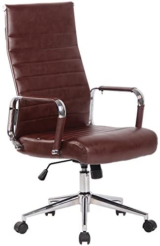 CLP Chaise De Bureau Ergonomique Kolumbus en Similicuir I Fauteuil De Bureau Réglable en Hauteur Pivotant Piètement Mécanisme A Bascule Intégré, Couleur:Bordeaux