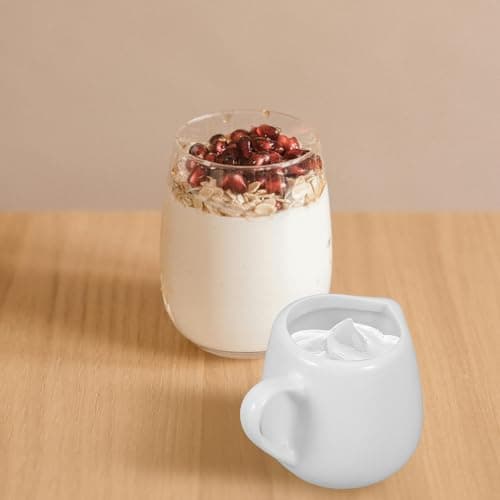 4 Pièces Cuillère à Sauce Pichet Fumant Plats à La Sauce Soja Porte-carton De Lait Avec Poignée À Sirop Mini Pot à Lait Gobelet En Mousse Blanche Miniature Les Amoureux Céramique