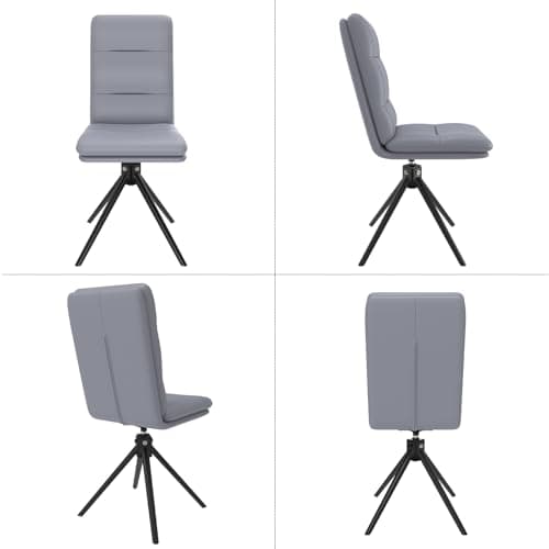 Chleby Lot de 2 chaises de Salle à Manger Confortable Chaise de Cuisine pivotante à 360 °, Chaise de Bureau, chaises en Cuir, Chaise rembourrée pour Salle à Manger, Cuisine, Salon, Bureau, Gris Bleu