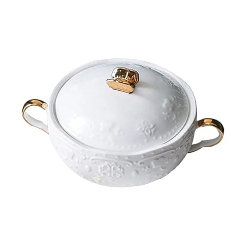 UGCER Soupière en céramique avec louche à Soupe, Bol à Soupe en céramique de Style européen élégant pour Restaurant, décoration de Cuisine à Domicile, Pot à Soupe