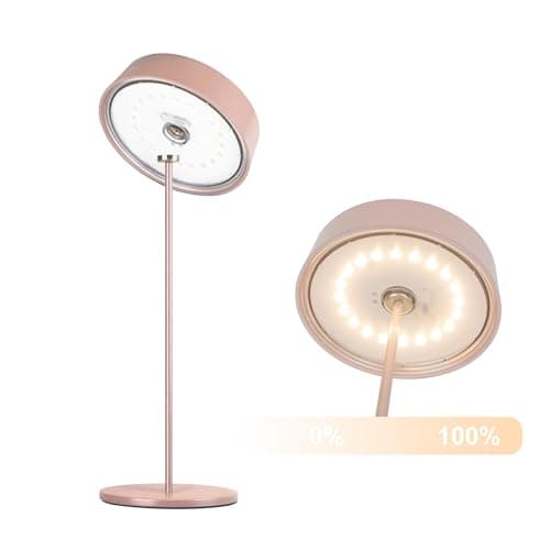 Palmina 901, Led Lampe De Bureau Sans Fil 4400mah, Lampe Rechargeable Usb 4400 Mah, Pour Usage Intérieur/Extérieur Adaptée Pour Dîner, Lecture, Chambre, Jardin Et Bien Plus Encore/Rose