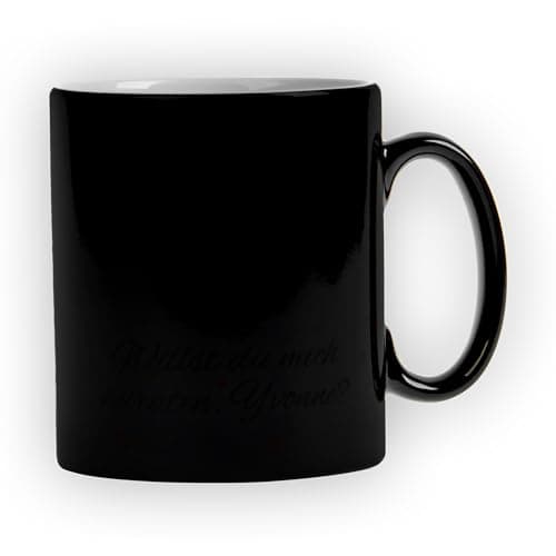 LOOXIS Mug magique personnalisé avec photo et texte, à personnaliser - Mug à changement de couleur, Magic Mug, thermo-revêtement, 325ml - Idée cadeau pour femme & homme - Intérieur blanc