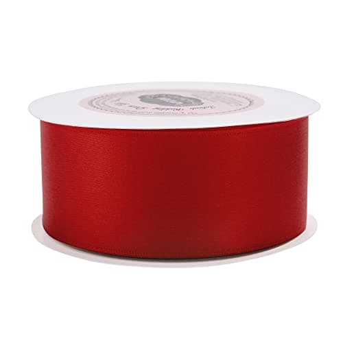 VATIN Ruban Satin 38mm x 25m Double face éclat satin Rouge Ruban décoratif pour mariage, baptême et anniversaire