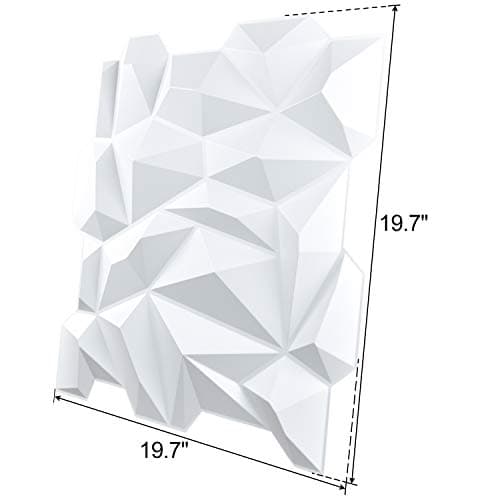 Art3d Panneau mural en PVC 3D diamanté assorti, blanc mat, pour décoration intérieure résidentielle et commerciale