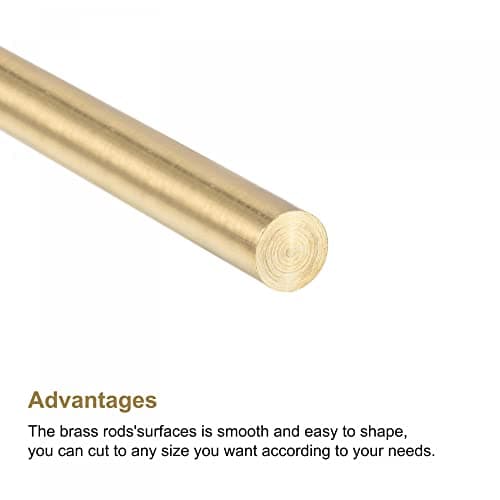 sourcing map Laiton Tige Laiton Solide Rond Tige 5mm Diamètre 300mm Longueur Tour Barre Stock pour RC Modèle Bricoleur Artisanat Coffret de 6