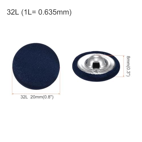QUARKZMAN 10Pcs Boutons de Couture en Tissu Recouvert de 32L, de 20mm de Diamètre, avec Une Tige en Plastique pour Costumes, Robes, Blouses, Couleur Bleu Marine