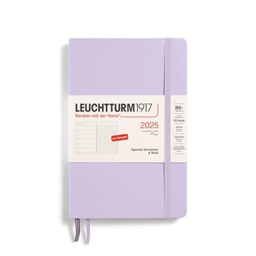 LEUCHTTURM1917 370838 Agenda Semainier & Carnet Paperback (B6+) 2025, Couverture souple, Lilac, Français