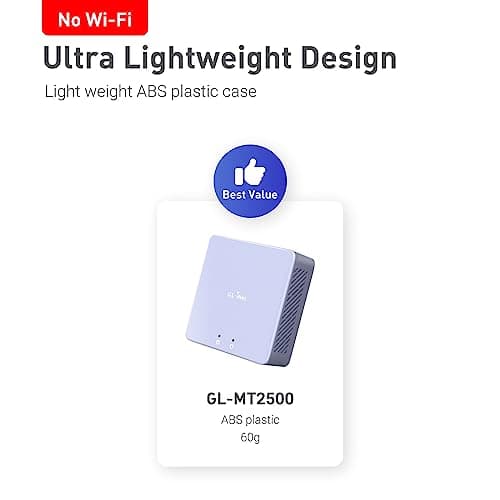 GL.iNet MT2500 (Brume 2) Mini passerelle VPN, Bureau à Domicile et Travail à Distance, Serveur et Client VPN pour la Maison et Le Bureau, Cascade VPN,WAN 2.5G, *Pas de WiFi* (Plastique ABS)