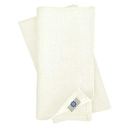 Linen & Cotton 4 Serviettes de Table en Tissu Hygge -100% Lin, Blanc (45 x 45 cm) Lavable Carré pour Home Maison Salle à Manger Table Basse en Bois Cuisine Anniversaire Bapteme Mariage Fête Dîner Noël