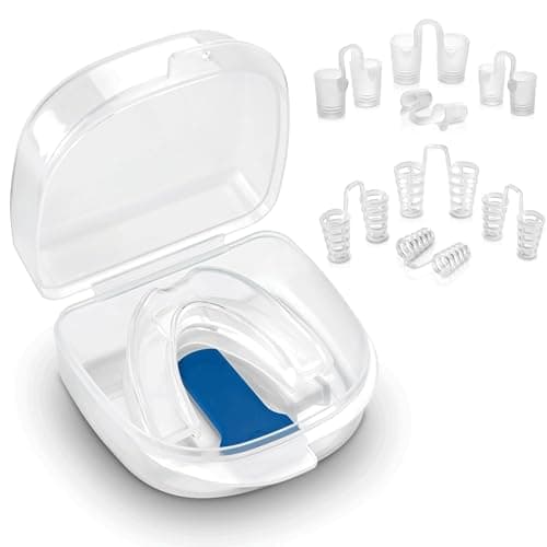 Appareil Dentaire Anti Ronflement,GouttièRe Dentaire+8dilatateur Nasal,Anti Ronflement Efficace,ProtèGe-Dents SûR,Inodore Et Doux,Sommeil Bruxisme,Agit Sur Les Causes D’Un Mauvais Sommeil-Translucide