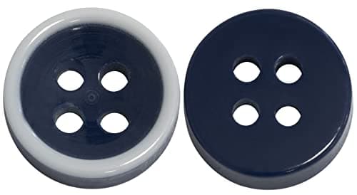 AERZETIX - C65636 - Lot de 10 Boutons à coudre ronds Ø11.5x3.2 mm avec bord à 4 trous L18 18L - en plastique - couleur: bleu foncé/blanc - ouverture 1.7 mm - mercerie couture vêtements tissu