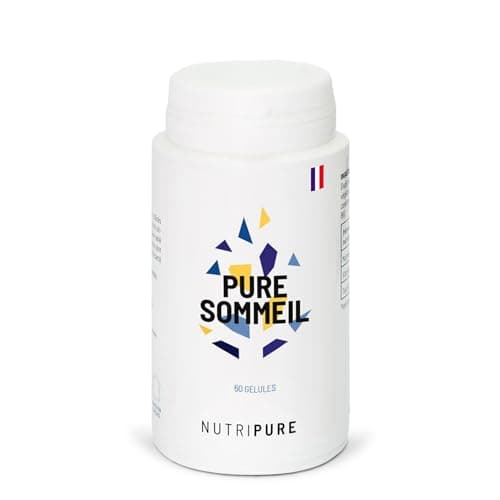 Nutripure | Pure Sommeil 1,9mg | Complément alimentaire pour l’endormissement | Evite les insomnies | Mélatonine, plantes naturelles, Extrait de mélisse bio & valériane | Vegan | 60 gélules | France