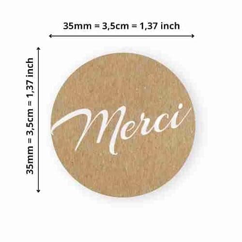 Avery - 140 Etiquettes Merci Rondes Autocollantes - 35 Mm - Papier Recyclé - Effet Kraft - 4 Planches A4 De Stickers Remerciements Pour Mariage, Artisanat Et Fêtes