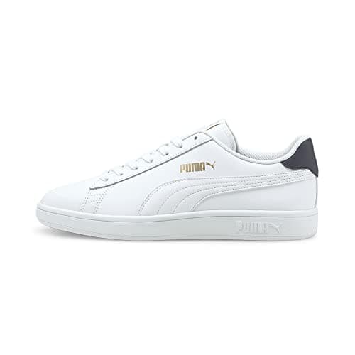 PUMA Unisex Smash V2 L Baskets, Puma White Puma White Peacoat Puma Team Gold, 43 EU