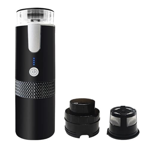 Sonhomay Machine à café électrique portable sans fil compatible avec les capsules moulues et K-Cup pour le camping, les voyages, la randonnée, le bureau